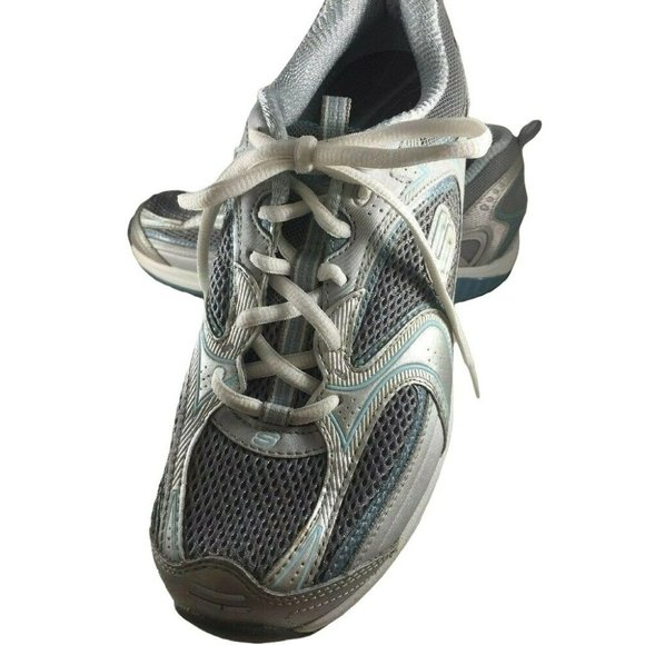 Womens Skechers Shape Ups 12320 Blue Silver Lace Size 9 Athletic Training Shoes - Picture 1 of 8